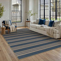 PureCozy Striped Easy Jute Rug 5x7 Blue Living Room Carpet Washable Non Slip Bedroom Office Rug Farmhouse Neutral Non Shedding Indoor Outdoor Large Carpet for Kitchen Dining Room