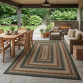 Garvee Braided-Print Washable 9x12 Living Room Rug Non Slip Ultra-Thin Neutral Rug Indoor Outdoor Easy Jute Rugs Foldable Non-Shedding Farmhouse Carpet for Bedroom Kitchen Porch Patio Deck Rust/Black
