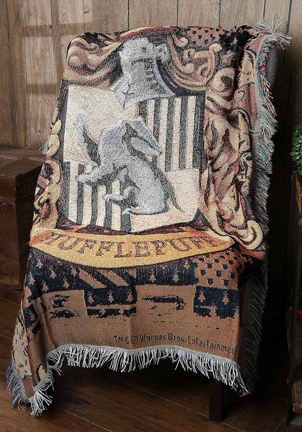 Northwest Harry Potter Woven Tapestry Throw Blanket, Designer Home Décor, Modern, Unique Gift, 48" x 60", Hufflepuff Crest