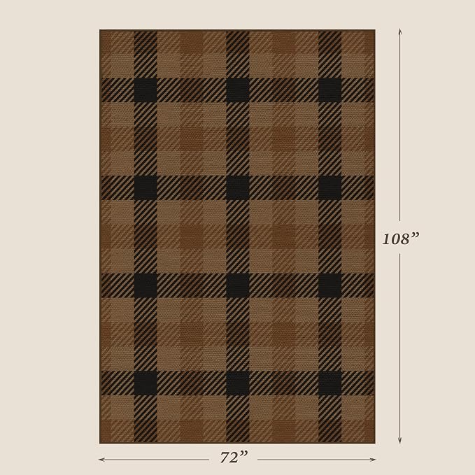 JTJ Easy Jute Outdoor Rug 6' x 9', Washable Non Slip Indoor Outdoor Low Pile Area Rug for Patio, Porch, Living Room & Dining Room, Farmhouse Plaid