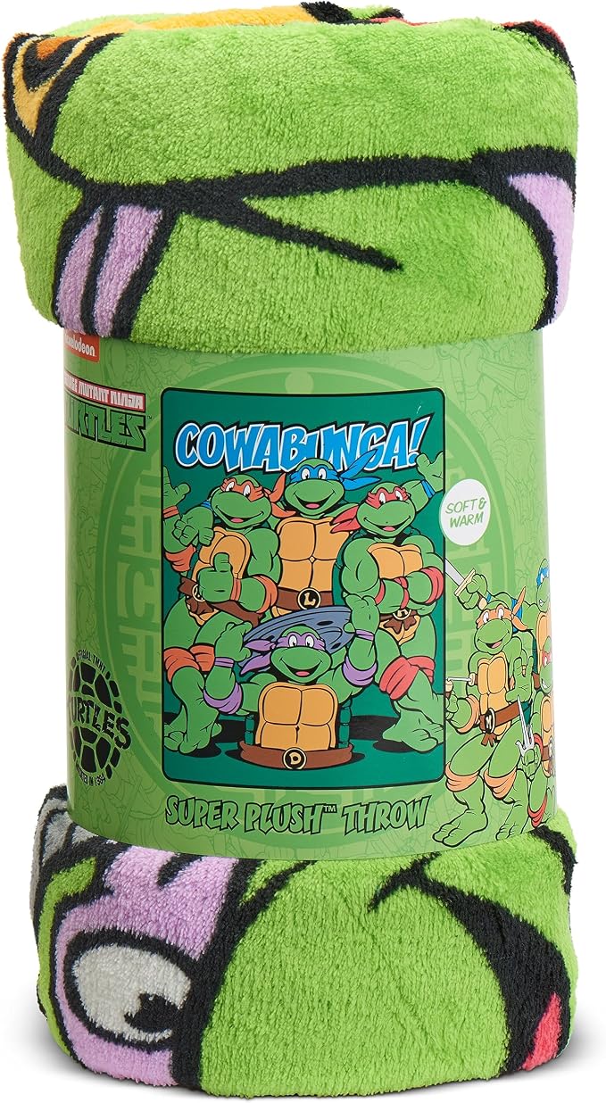 Northwest Teenage Mutant Ninja Turtles Micro Raschel Throw Blanket, 46" x 60", Cowabunga Dudes