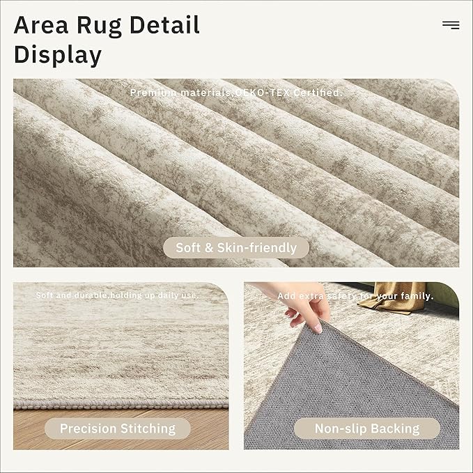 Runner Rug 2x12 Washable Non-Slip Hallway Runner Rugs for Kitchen Bathroom Laundry Room Beige Vintage Floor Carpet Runners for Hallways Entryway