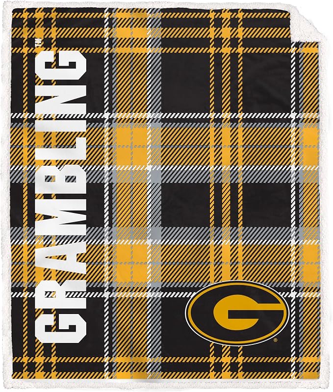 NCAA Grambling State Tigers Playmaker Plaid Ultra Cozy Sherpa Throw