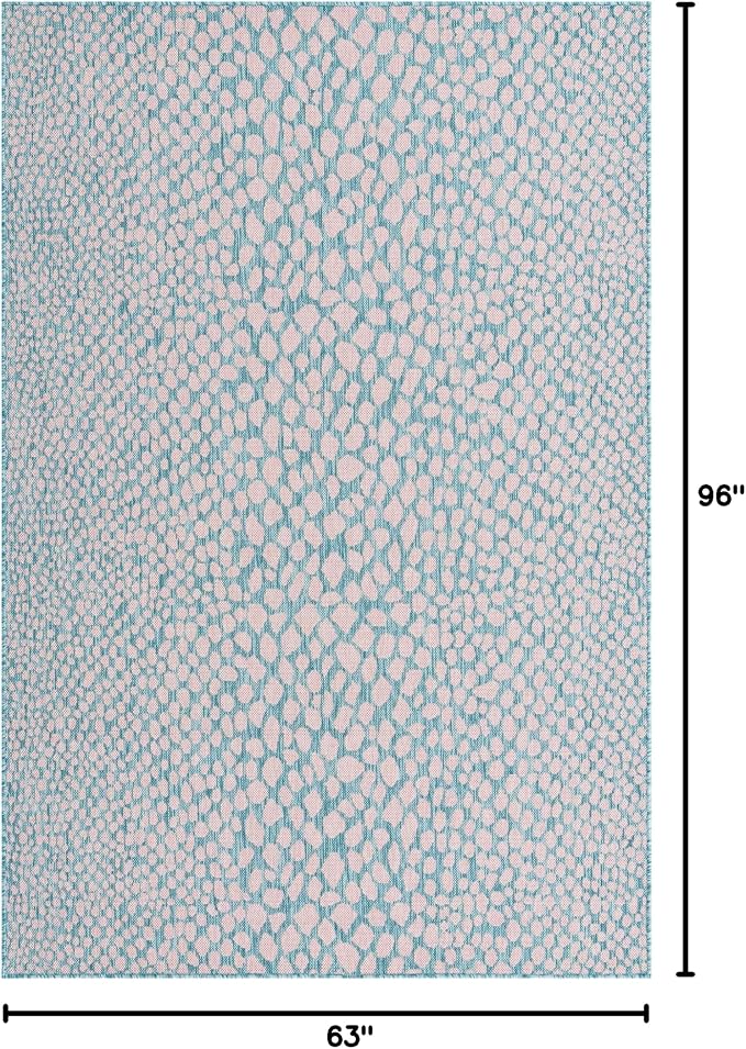 Unique Loom Jill Zarin Jill Zarin Outdoor Collection Area Rug - Cape Town (5' 3" x 8' Rectangle, Pink and Aqua/Light Blue)