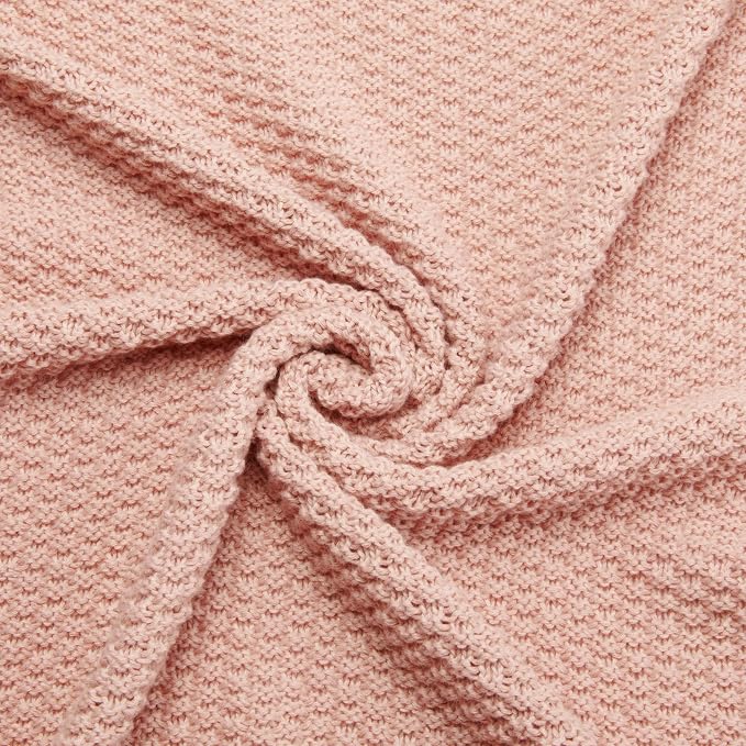 Amazon Basics Chunky Cable Knit Throw Blanket for Couch, Sofa, Bed, Lightweight Soft Cozy, 50" x 60", Dusty Rose
