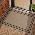 EDIMENS Easy Jute Rug Entryway Rug, 2x3 Front Door Mat Small Entryway Non-Slip Washable Area Rug, Low Pile Black Indoor Outdoor Farmhouse Scalloped Doormat for Entrance Entry Porch Doorway