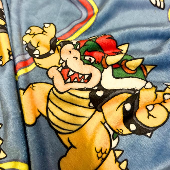 Super Mario Bowser Kids Throw Blanket, 46 in x 60 in, Soft Cozy Decorative Blanket for Couch, Bed, or Gaming Room (Officially Licensed Product) by Franco