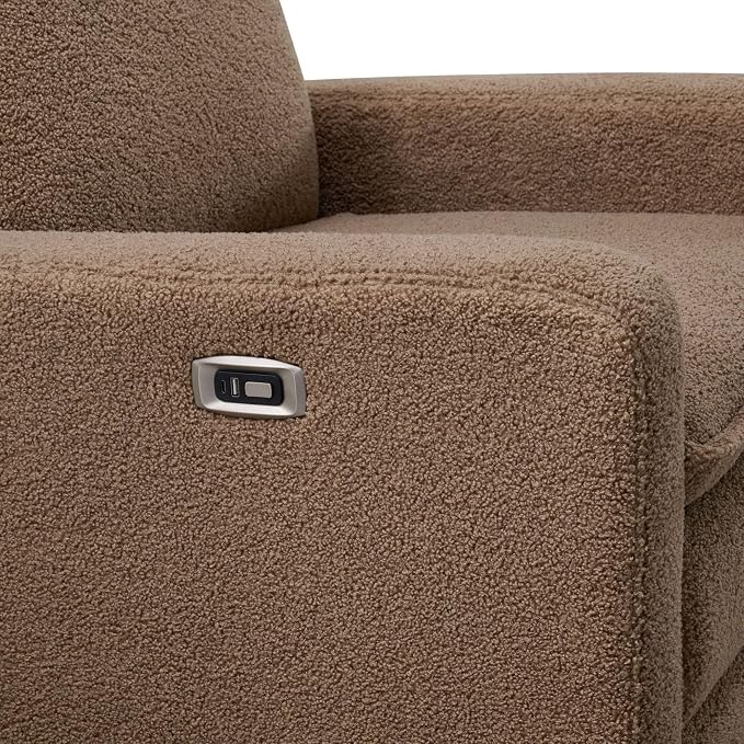 Oxford Baby Uptown Power Glider Recliner Rocking Chair 270° Swivel for Nursery and Living Room, Teddy Brown, Green Guard Gold Certified