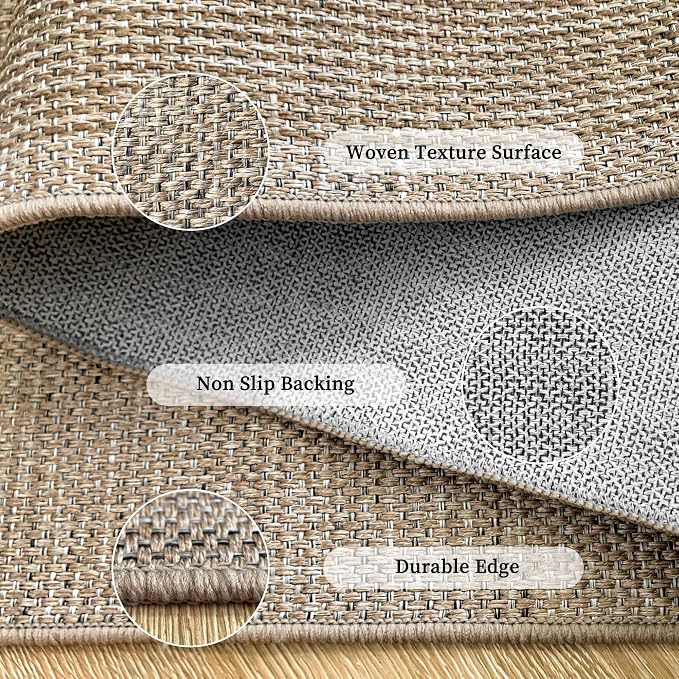 Easy Jute Rug for Pet Homes: 4x6 Outdoor Rug - Geometric Arch Pattern | Washable Design Cuts Your Cleaning Time by 75% and Maintain Shape and Texture after 50 Machine Wash Cycles