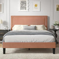 VECELO Full Size Platform Bed Frame with Height Adjustable Upholstered Headboard, Modern Mattress Foundation,Strong Wood Slat Support, No Box Spring Needed, Easy Assembly,Brown
