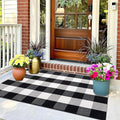 OLANLY Buffalo Plaid Rug 2'4" x 3'7" (27.5" x 43") – Black and White Cotton Checkered Doormat, Washable Indoor Outdoor Rug for Layered Front Porch, Kitchen, Entryway Decor
