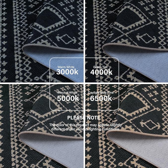 Lahome Boho Western Balcony Rug, Black 3x5 Washable Entryway Rug | Non-Slip Indoor Outdoor Carpet, Western Geometric Print Front Door Carpet for Patio Front Door