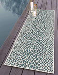 Unique Loom Outdoor Collection Area Rug - Cape Town (2' x 6' 1' Runner, Teal/ Ivory)