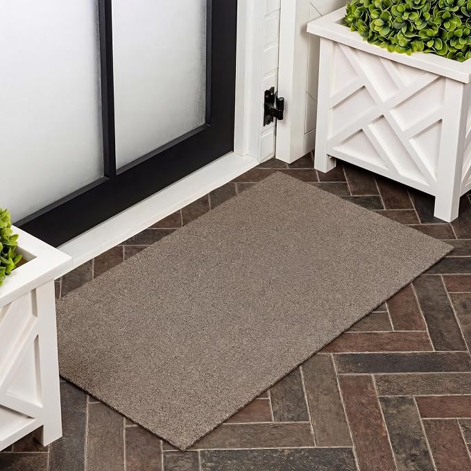 JONATHAN Y Peater Classic Casual Commercial Natural Coir Taupe 3 ft. x 4 ft. Doormat for Entrance, Front Door, Entryway CHG100C-34