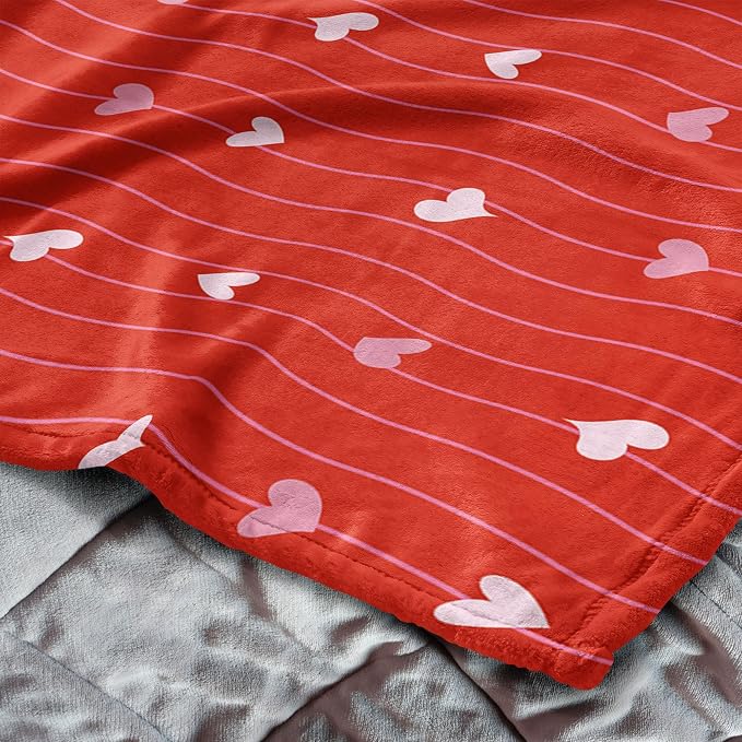 NORTHWEST Valentine's Day, Line Hearts, Silk Touch Throw Blanket 50 x 60 Inches
