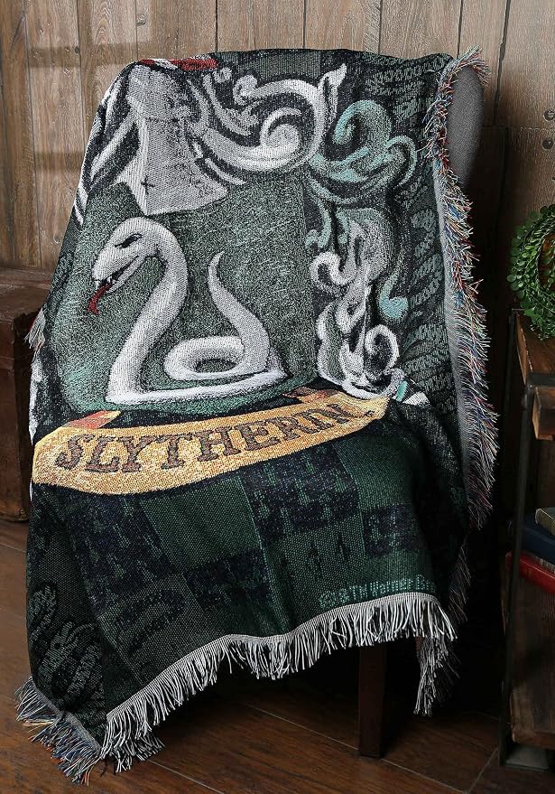 Northwest Harry Potter Woven Tapestry Throw Blanket, Designer Home Décor, Modern, Unique Gift, 48" x 60", Slytherin Shield