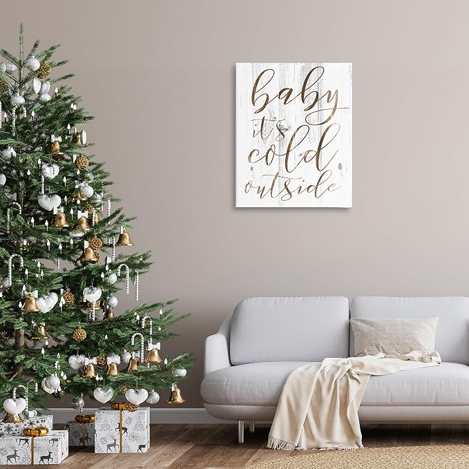 Stupell Industries 'Baby Its Cold Outside Cursive'| Canvas Art | Stupell Industries | 30 x 40 Inches, Easy to Hang and Sturdy, Made in USA, by Lil' Rue