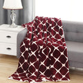 Elegant Comfort Reversible, Printed Sherpa Throw Blanket, All-Season Blanket- Super Soft, Cozy and Plush- Decorative Throw, Perfect for Lounging, 50 x 60 inches, Bloomingdale, Sherpa Throw Burgundy