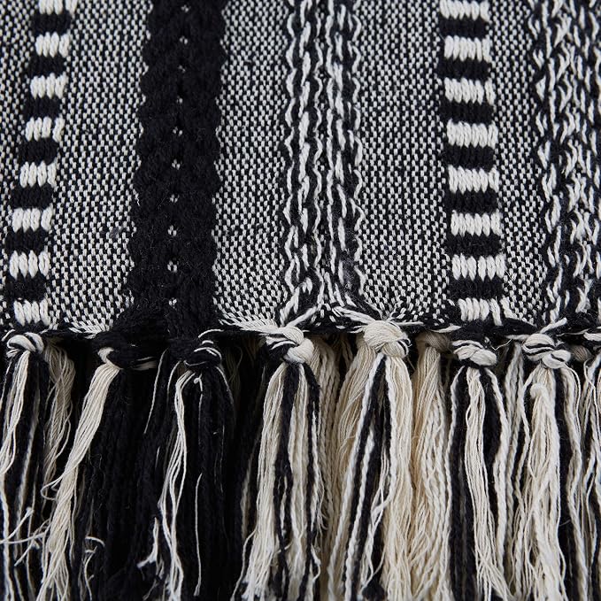 DII Braided Striped Decorative Throw Blanket, 50x60, Black