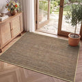 GarveeHome 2x3 Small Easy Jute Area Rugs Indoor Non Slip Living Room Mat | Washable Modern Solid Bedroom Rugs Stain Resistant Neutral Door Mat for Entryway Nursery Kitchen Dorm Kids Room, Brown