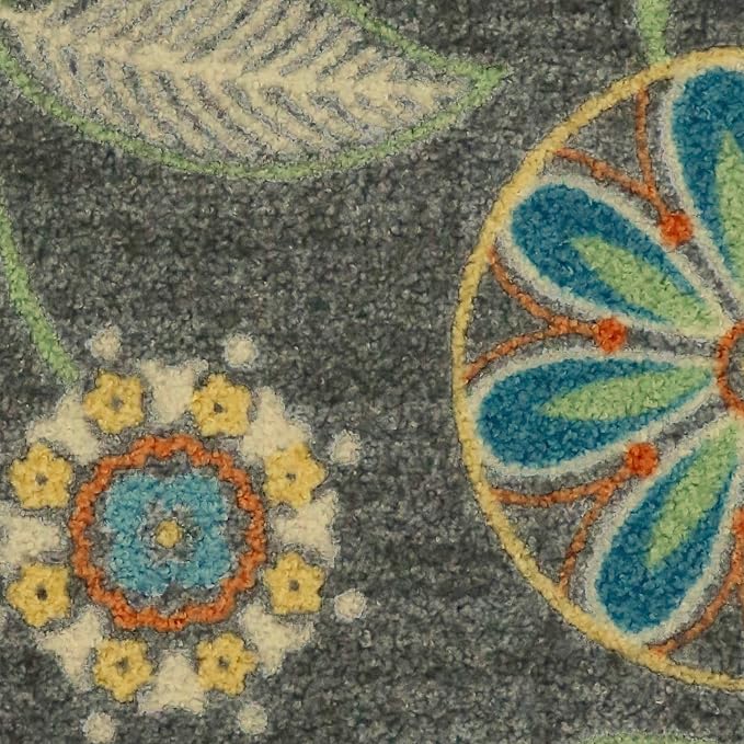 Maples Rugs Reggie Floral Kitchen Rug - Made in USA - Washable, Non Slip Indoor Carpet for Entryway, Foyer, Kitchen, and Bathroom, 1'8 x 2'10, Dark Grey