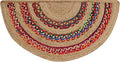 Boho Braided 1.5x3 Area Rug - Jute Chindi Half Circle Rug for Living Room Entryway, Farmhouse, Home Décor, Indoor Rugs Jute Door mat for Bathroom, Kitchen (Multi-Natural, 1.5 X 3 ft)
