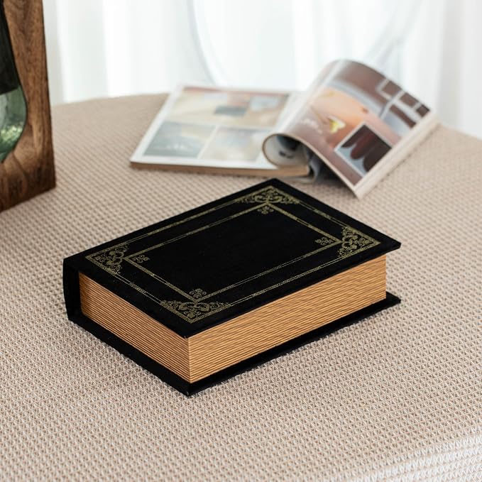 Vintiquewise Decorative Vintage Book Shaped Trinket Storage Box - Black
