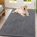 Smiry Dog Door Mat for Muddy Paws 47x32, Absorbent Dirt Trapper, Non-Slip Washable Chenille Entryway Rug for Inside Floor, Dark Grey, Classic Solid