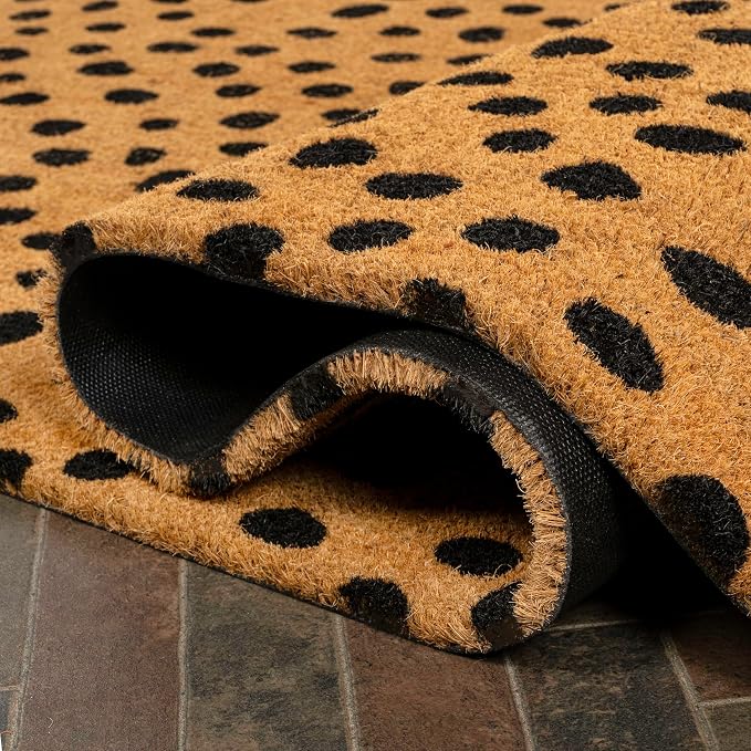 JONATHAN Y Animal-Spot Coir Indoor Outdoor Doormat 4X6 Natural/Black, Daphne Modern Classic for Living Room, Bedroom, Kitchen, Office, Easy-Cleaning, High Traffic, Pet-Friendly, Non-Shedding NRF106A-4