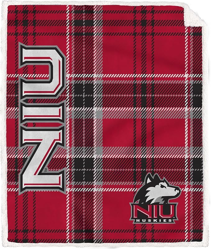 NCAA Northern Illinois Huskies Playmaker Plaid Ultra Cozy Sherpa Throw