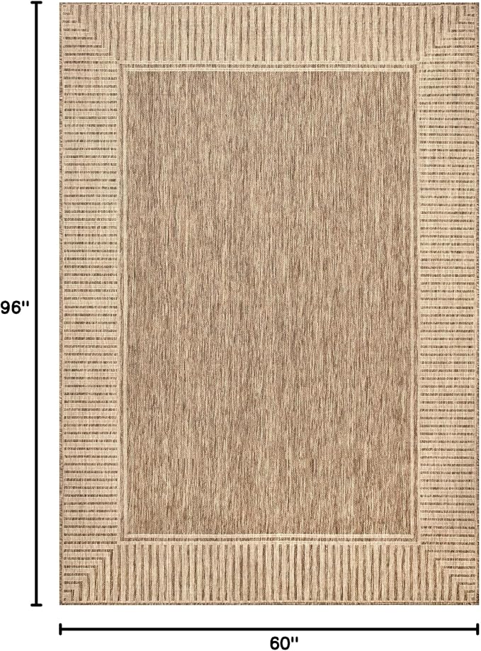 nuLOOM Asha Light Brown Bordered Indoor/Outdoor Area Rug, 5' x 8'