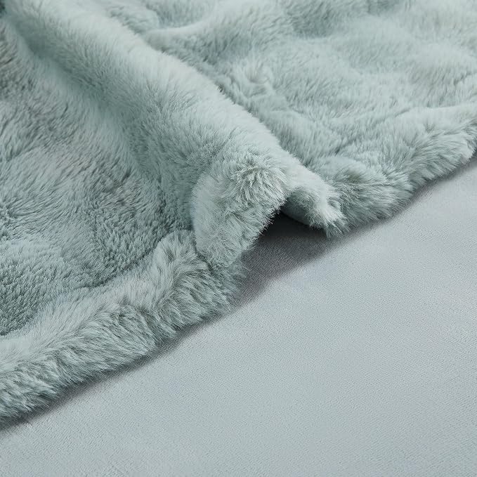 Modern Threads Water-Resistant Faux Rabbit Fur Pet Blanket for Dogs & Cats – Ultra-Soft Couch, Bed & Crate Protector, 50x60 Light Blue