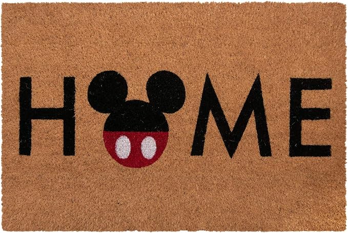 Gertmenian Disney Mickey Mouse Coir Doormat - 2x3 Welcome Mat (2-Pack), Ideal for High Traffic Areas in Front Door, Garage, Entryway - Retro Mickey Home/Welcome, Multi, 47319
