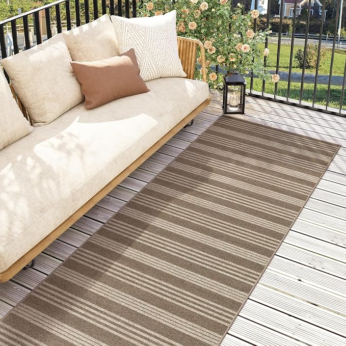 Lahome Striped Easy Jute Kitchen Runner Rug, 2x6 Washable Rugs for Entryway | Indoor Outdoor Non Slip Hallway Runners, Modern Farmhouse Neutral Carpet for Entry Laundry Room Front Porch, Khaki