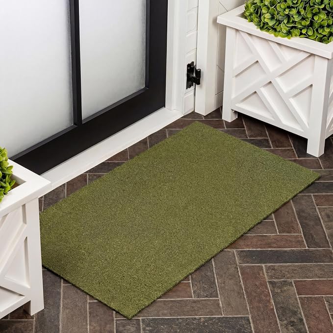 JONATHAN Y Peater Classic Casual Commercial Natural Coir Green 3 ft. x 6 ft. Doormat for Entrance, Front Door, Entryway CHG100F-36