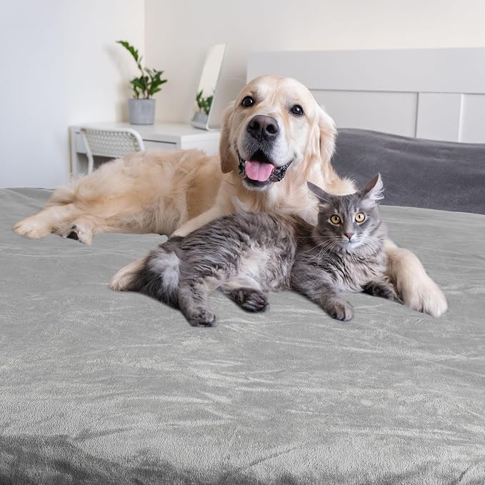 PETMAKER Water-Resistant Dog Blanket, Gray, 60” x 80” | Reversible Sherpa Blanket - Throws for Bed, Couch, Crate, or Car - Machine Washable Puppy Essentials