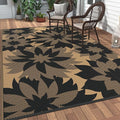 GENIMO Outdoor Rug, Waterproof Plastic Rugs for Patio, 6'x9' Raven Brown | Outside Larger Leaf Carpet Mat for Porch Decor, Deck, Balcony, Camping, RV, Backyard, Picnic, Beach, Reversible, Foldable