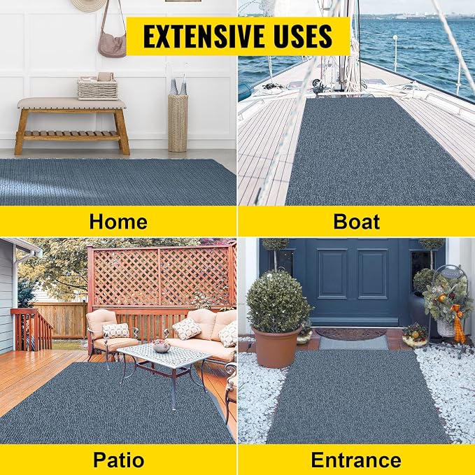 Happybuy 6 ft x 13 ft Grey Marine Carpet for Boats Waterproof - 0.18" Thick Indoor Outdoor Rug Carpet Roll for Home Patio Porch Deck