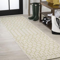 JONATHAN Y Moroccan Geometric Indoor Outdoor Runner Rug 2X10 Cream/Green, Ourika Textured Weave for Backyard, Patio, Porch, Easy-Cleaning, High Traffic, Pet-Friendly, Non-Shedding (SMB108M-210)
