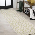 JONATHAN Y Moroccan Geometric Indoor Outdoor Runner Rug 2X10 Cream/Green, Ourika Textured Weave for Backyard, Patio, Porch, Easy-Cleaning, High Traffic, Pet-Friendly, Non-Shedding (SMB108M-210)
