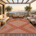 Garvee Waterproof Outdoor Area Rug 9x12 Plastic Reversible Rug for Patio Decor Easy-Cleaning Large Floor Mat for Camping RV Porch Deck Backyard Balcony Picnic Terracotta White