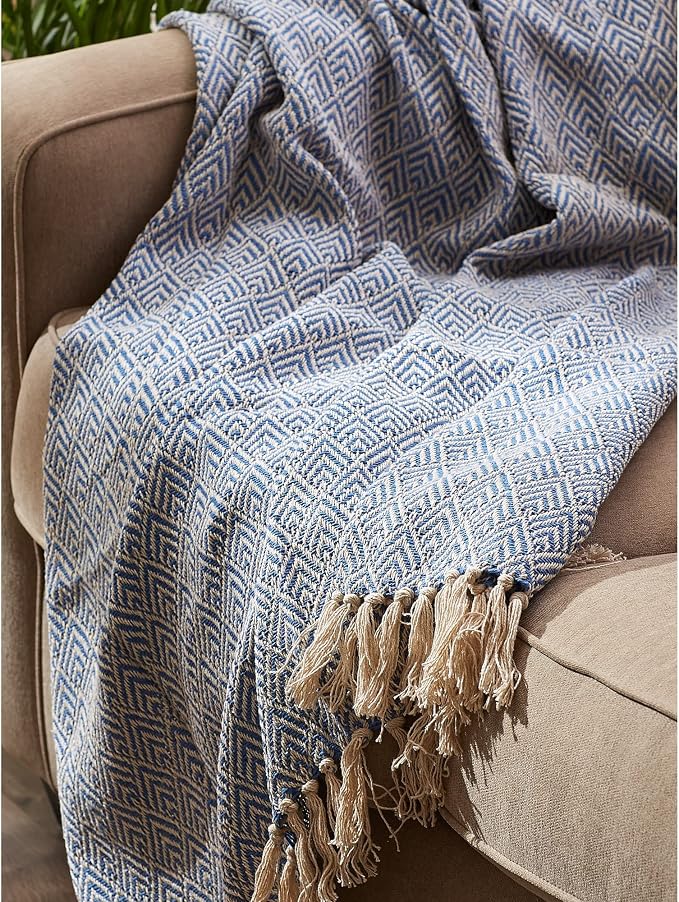 DII Diamond Throw Collection Cotton Woven, 50x60, Artichoke