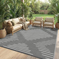 Garvee Waterproof Outdoor Rug 5x8 Rug Plastic Reversible Area Rugs Indoor Outdoor Carpet for Patio RV Porch Balcony Backyard Picnic Grey White
