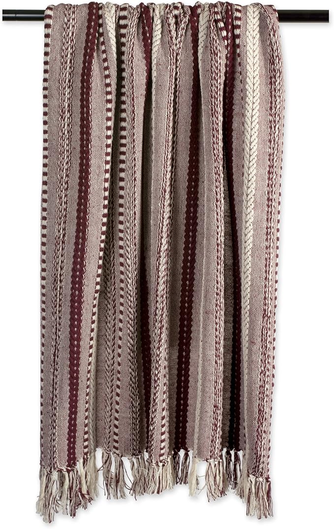 DII Braided Striped Decorative Throw Blanket, 50x60, BlackBerry