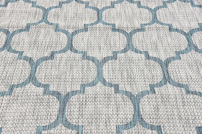 Unique Loom Outdoor Trellis Collection Area Rug (6' 1" x 9' Rectangle, Gray/ Ivory)