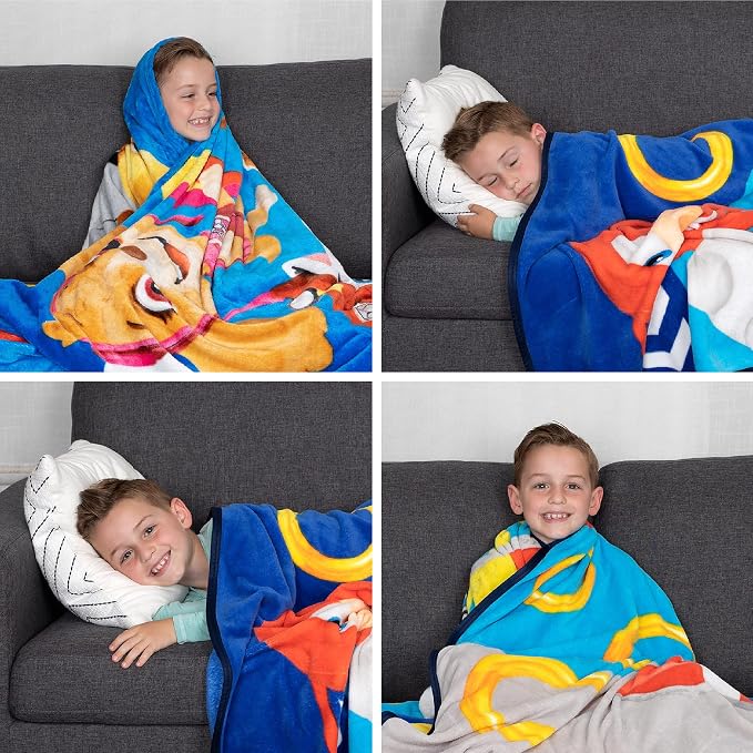 Franco Kids Bedding Super Soft Plush Micro Raschel Blanket, 62 in x 90 in, Sonic The Hedgehog