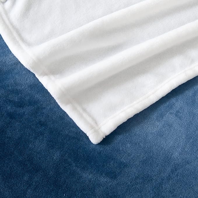 Elegant Comfort Luxury Velvety Feel Blanket, All-Season Lightweight Blanket, Ultra Plush, Soft, Cozy-Fuzzy Flannel Fleece for Couch, Sofa, Bed, Travel, Ombre Design, Full/Queen, Blue