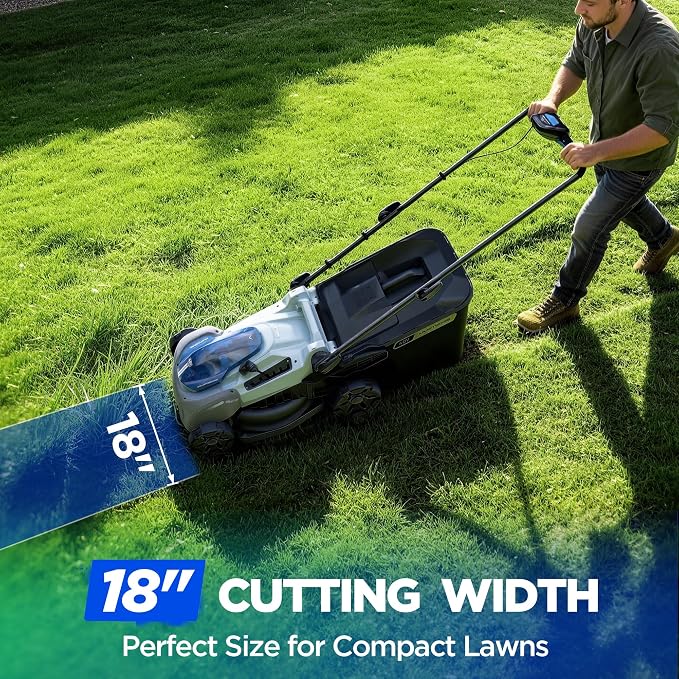18-Inch 80V Max Brushless Cordless Push Electric Lawn Mower | Includes two batteries and charger; 296Wh total energy and 2-in-1 mowing for routine small-to-
