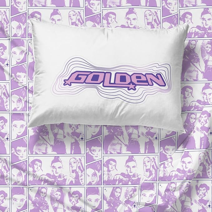 Jay Franco Kpop Demon Hunters Kids 3 Piece Twin Sheet Set, White | Super Soft Breathable Microfiber, Deep Pocket, Flat Sheet, Pillowcase, Machine Washable Kids Bedding (Officially Licensed)