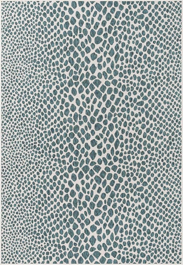 Unique Loom Outdoor Collection Area Rug - Cape Town (6' 1' x 9' Rectangle, Teal/ Ivory)